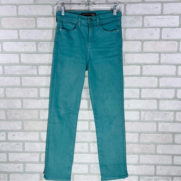 Veronica Beard High Ryleigh High Rise Slim Straight Jeans in Teal Size 26 - Picture 3 of 9
